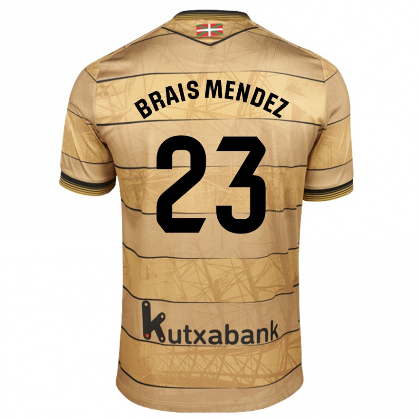 Kids Football Brais Méndez #23 Brown Away Jersey 2024/25 T-Shirt Uk