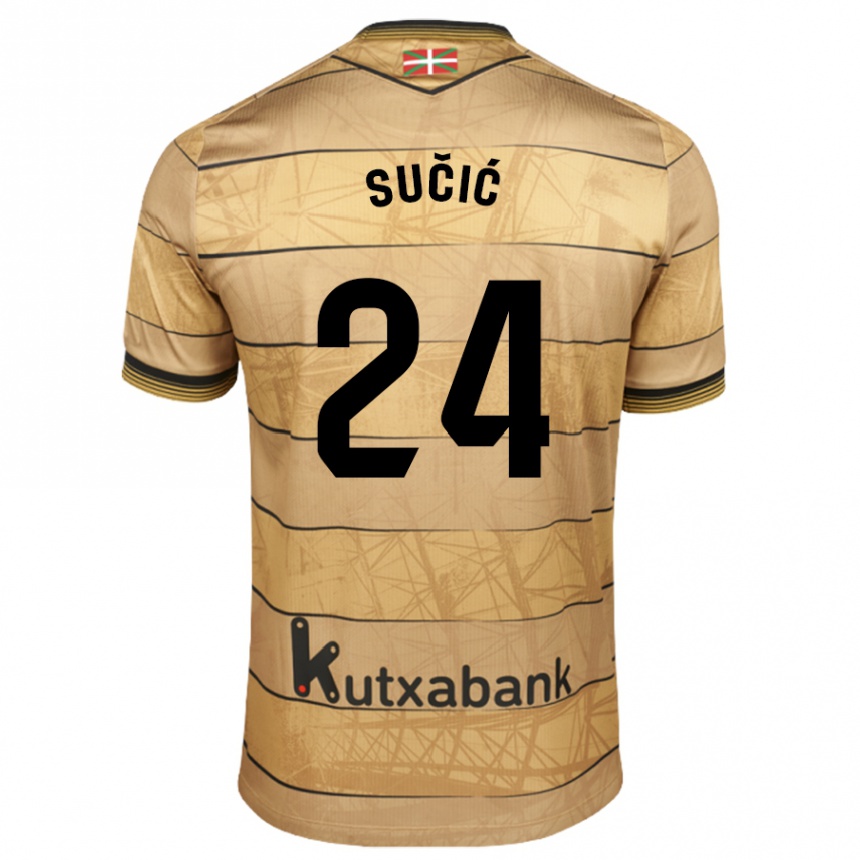 Kids Football Luka Sucic #24 Brown Away Jersey 2024/25 T-Shirt Uk