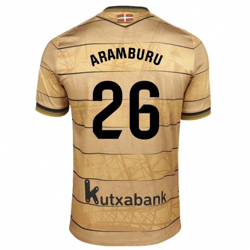 Kids Football Jon Aramburu #26 Brown Away Jersey 2024/25 T-Shirt Uk