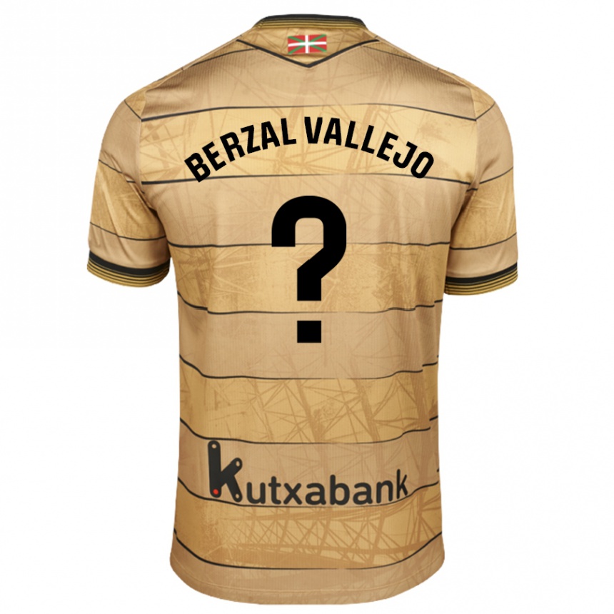 Kids Football Asier Berzal Vallejo #0 Brown Away Jersey 2024/25 T-Shirt Uk