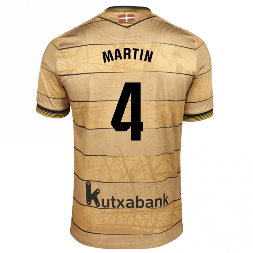 Kids Football Jon Martín #4 Brown Away Jersey 2024/25 T-Shirt Uk