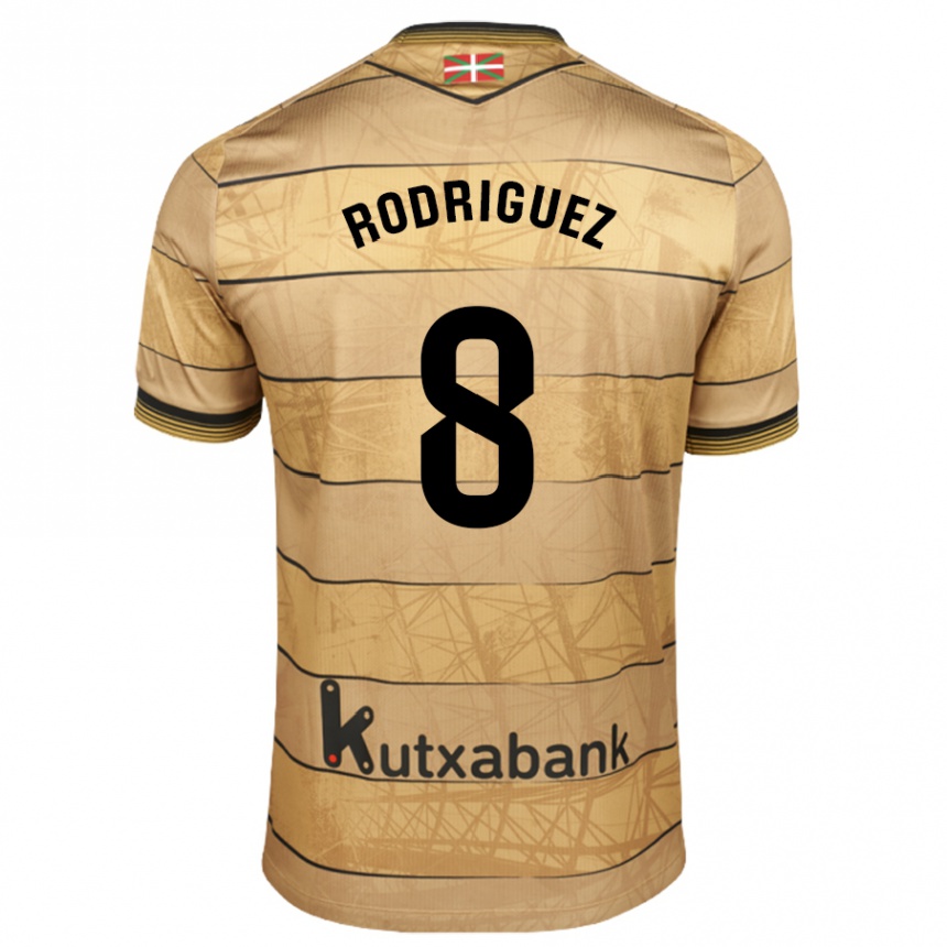 Kids Football Mikel Rodriguez #8 Brown Away Jersey 2024/25 T-Shirt Uk