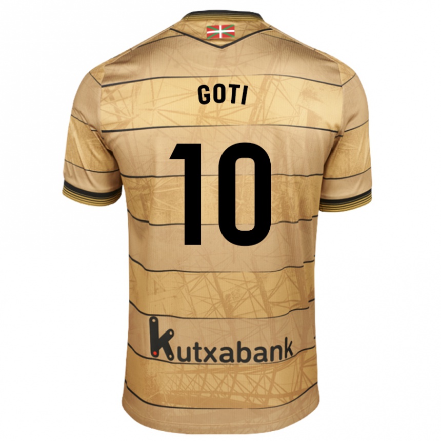 Kids Football Mikel Goti #10 Brown Away Jersey 2024/25 T-Shirt Uk