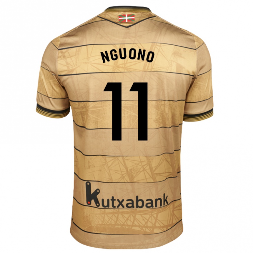 Kids Football Job Nguono #11 Brown Away Jersey 2024/25 T-Shirt Uk