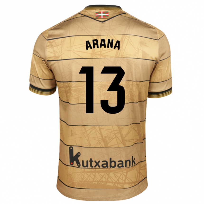 Kids Football Egoitz Arana #13 Brown Away Jersey 2024/25 T-Shirt Uk