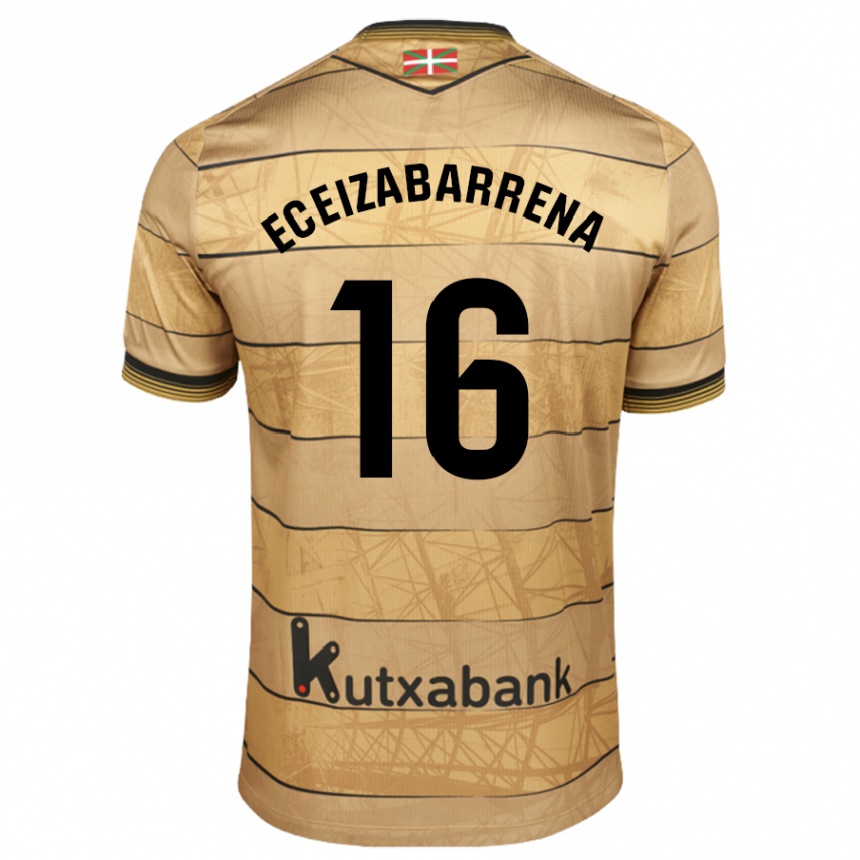 Kids Football Jon Eceizabarrena #16 Brown Away Jersey 2024/25 T-Shirt Uk