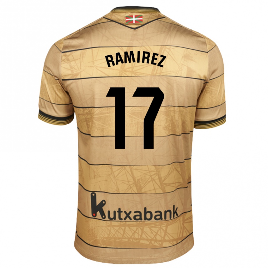 Kids Football Darío Ramirez #17 Brown Away Jersey 2024/25 T-Shirt Uk