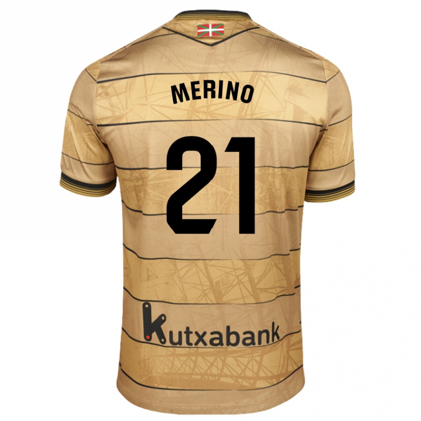 Kids Football Jon Merino #21 Brown Away Jersey 2024/25 T-Shirt Uk