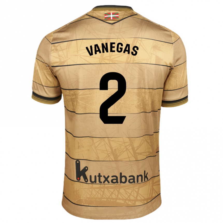 Kids Football Manuela Vanegas Cataño #2 Brown Away Jersey 2024/25 T-Shirt Uk