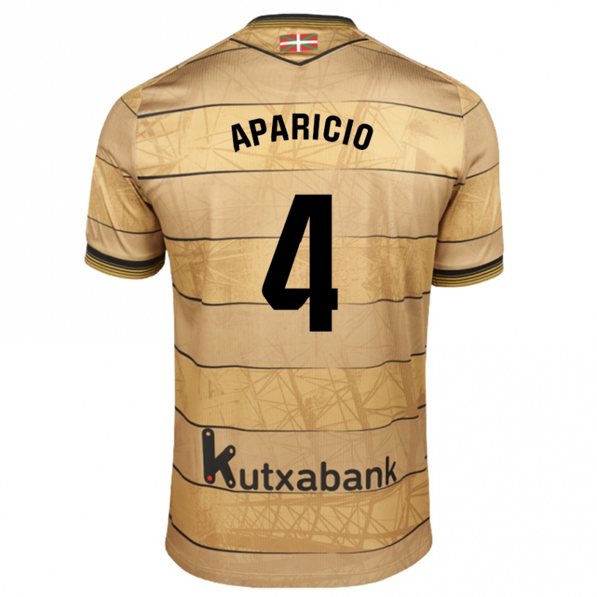 Kids Football Nahia Aparicio Jaular #4 Brown Away Jersey 2024/25 T-Shirt Uk