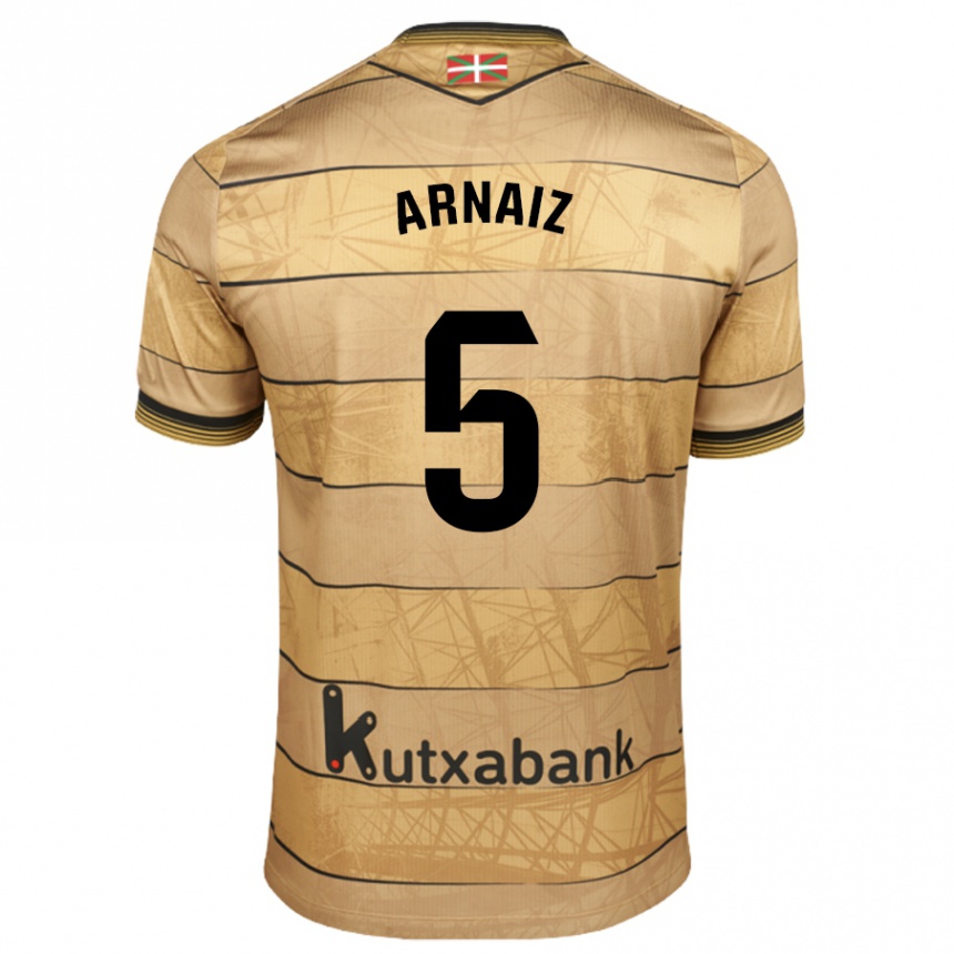 Kids Football Iris Arnaiz #5 Brown Away Jersey 2024/25 T-Shirt Uk