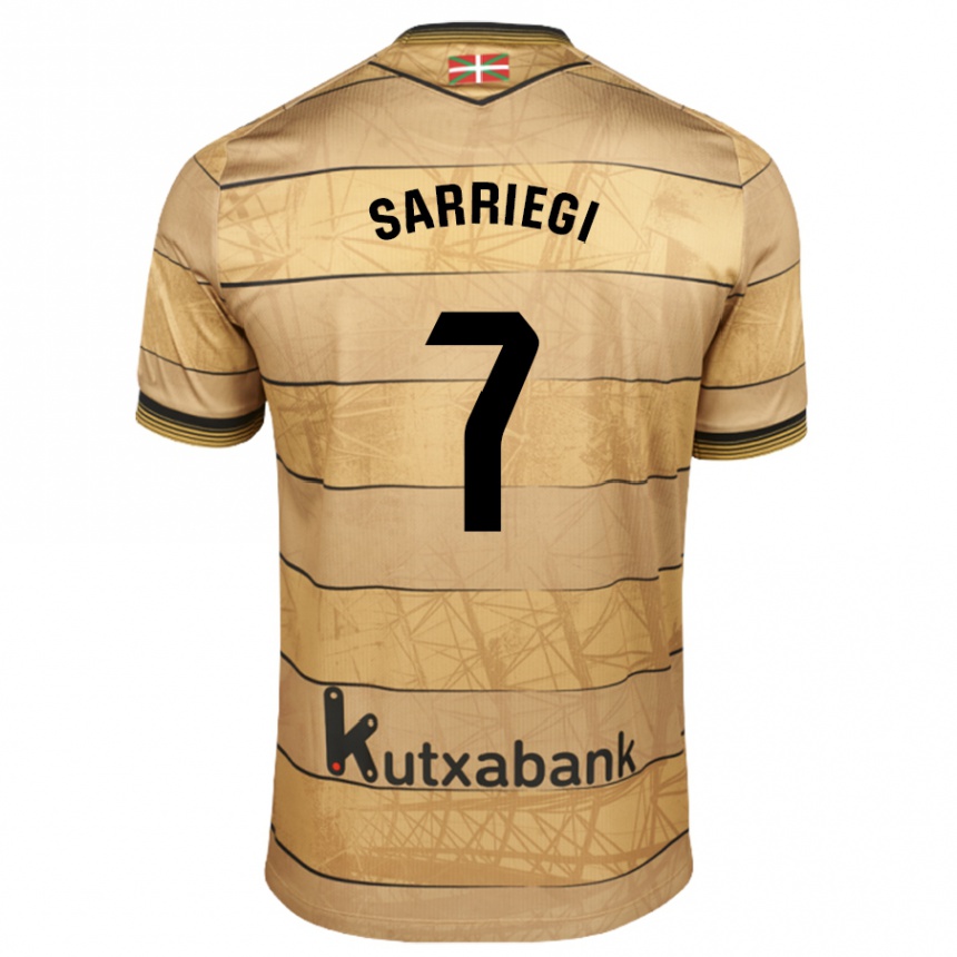 Kids Football Amaiur Sarriegi Isasa #7 Brown Away Jersey 2024/25 T-Shirt Uk