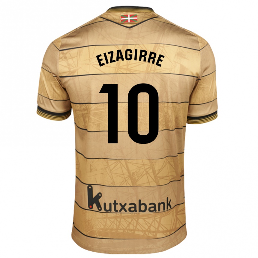 Kids Football Nerea Eizagirre Lasa #10 Brown Away Jersey 2024/25 T-Shirt Uk