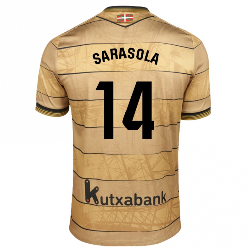 Kids Football Izarne Sarasola Beain #14 Brown Away Jersey 2024/25 T-Shirt Uk