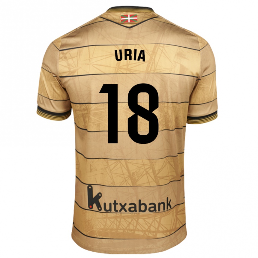 Kids Football Mirari Uria Gabilondo #18 Brown Away Jersey 2024/25 T-Shirt Uk