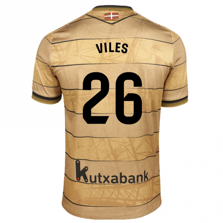 Kids Football Elene Viles #26 Brown Away Jersey 2024/25 T-Shirt Uk