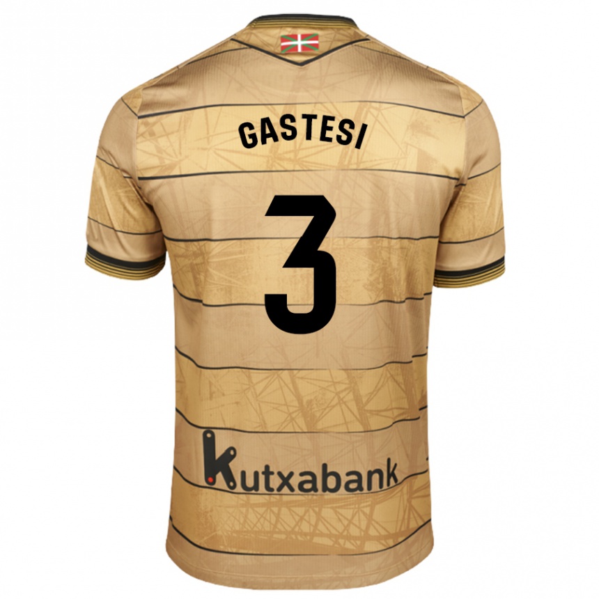 Kids Football Gorka Gastesi #3 Brown Away Jersey 2024/25 T-Shirt Uk