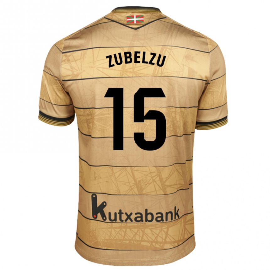 Kids Football Julen Zubelzu #15 Brown Away Jersey 2024/25 T-Shirt Uk