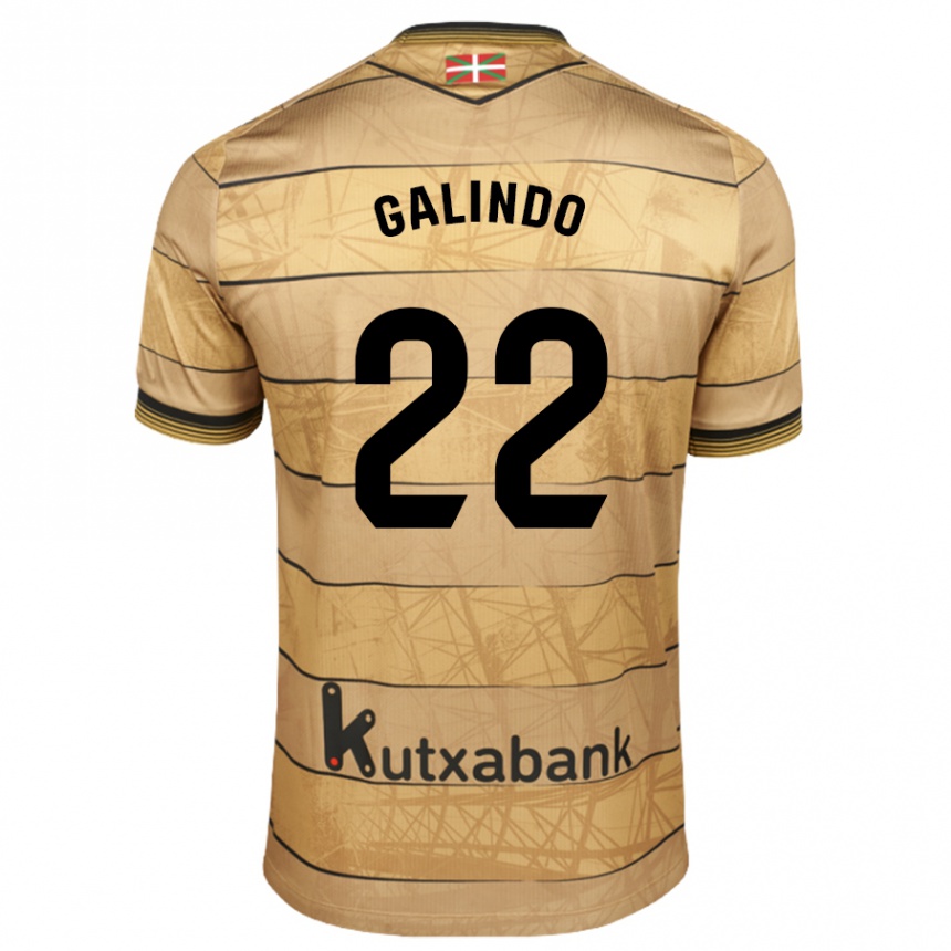 Kids Football Iker Galindo #22 Brown Away Jersey 2024/25 T-Shirt Uk