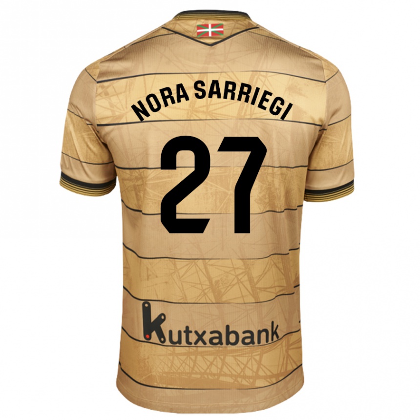 Kids Football Nora Sarriegi Galdos #27 Brown Away Jersey 2024/25 T-Shirt Uk