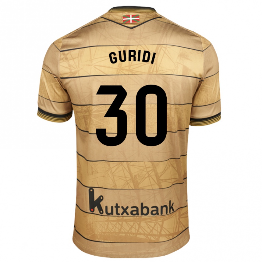 Kids Football Elene Guridi Mesonero #30 Brown Away Jersey 2024/25 T-Shirt Uk