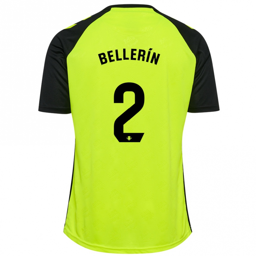 Kids Football Hector Bellerin #2 Fluorescent Yellow Black Away Jersey 2024/25 T-Shirt Uk