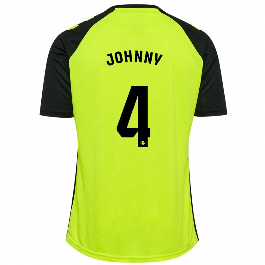 Kids Football Johnny Cardoso #4 Fluorescent Yellow Black Away Jersey 2024/25 T-Shirt Uk