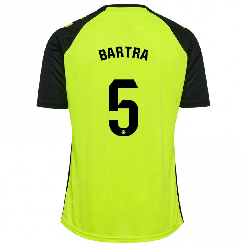 Kids Football Marc Bartra #5 Fluorescent Yellow Black Away Jersey 2024/25 T-Shirt Uk