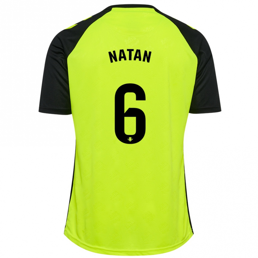 Kids Football Natan #6 Fluorescent Yellow Black Away Jersey 2024/25 T-Shirt Uk