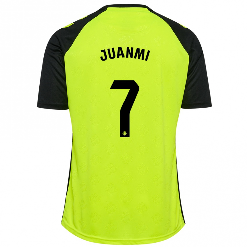 Kids Football Juanmi #7 Fluorescent Yellow Black Away Jersey 2024/25 T-Shirt Uk