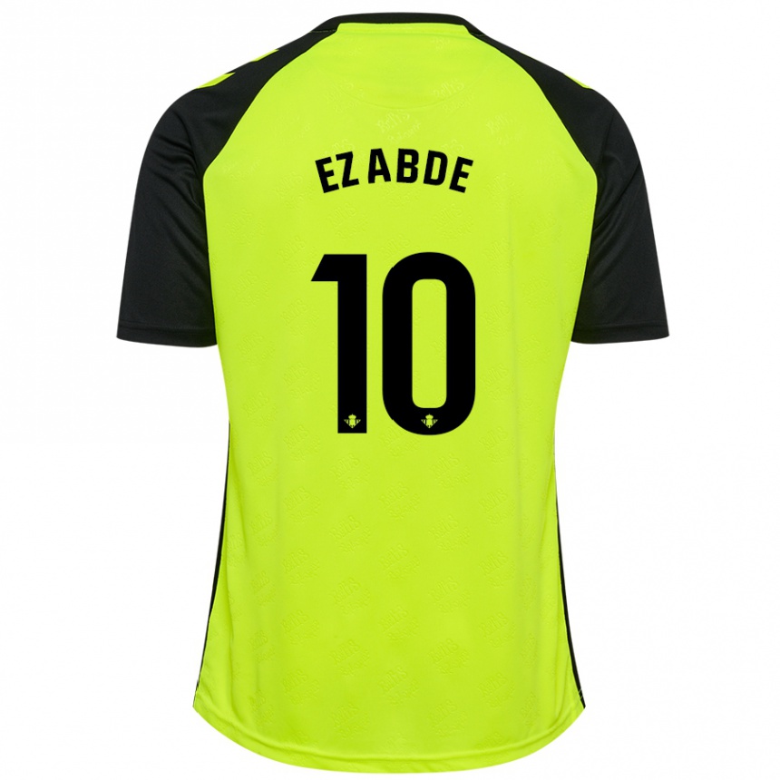 Kids Football Abde Ezzalzouli #10 Fluorescent Yellow Black Away Jersey 2024/25 T-Shirt Uk