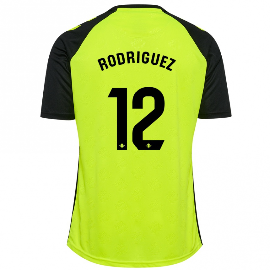 Kids Football Ricardo Rodríguez #12 Fluorescent Yellow Black Away Jersey 2024/25 T-Shirt Uk