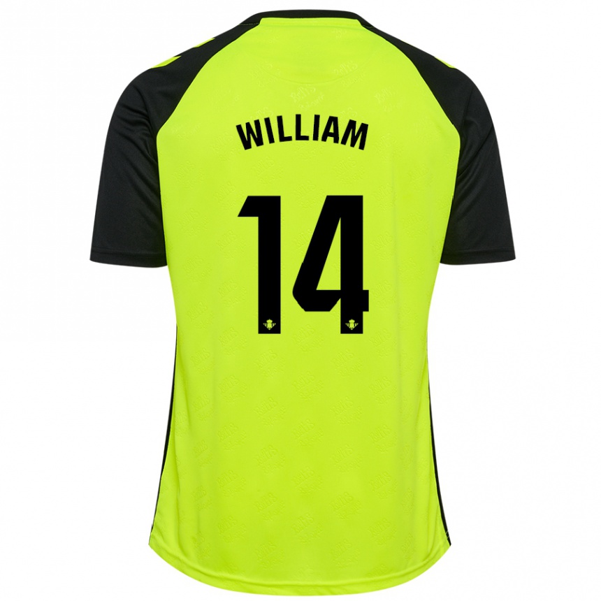 Kids Football William Carvalho #14 Fluorescent Yellow Black Away Jersey 2024/25 T-Shirt Uk