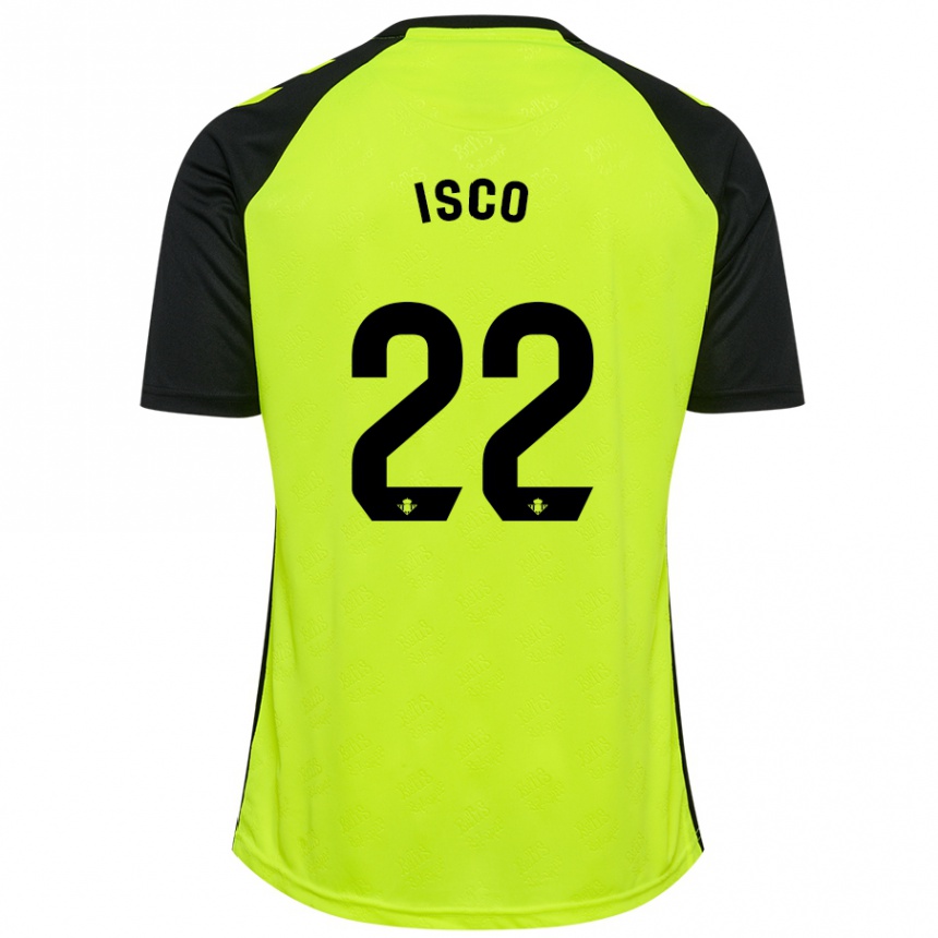 Kids Football Isco #22 Fluorescent Yellow Black Away Jersey 2024/25 T-Shirt Uk