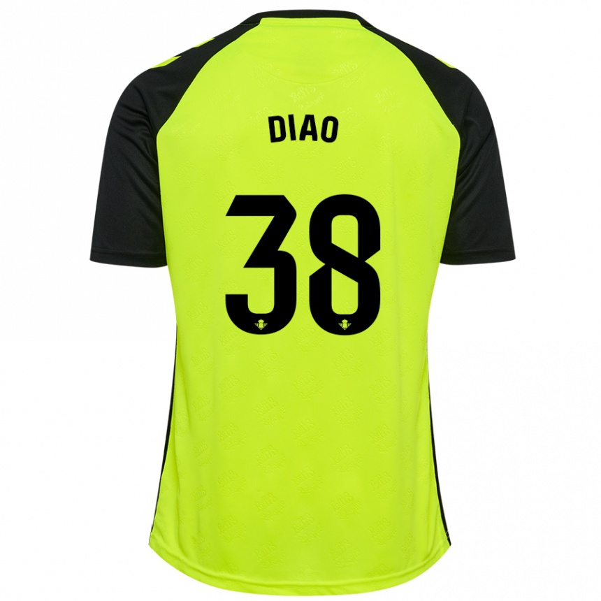 Kids Football Assane Diao #38 Fluorescent Yellow Black Away Jersey 2024/25 T-Shirt Uk