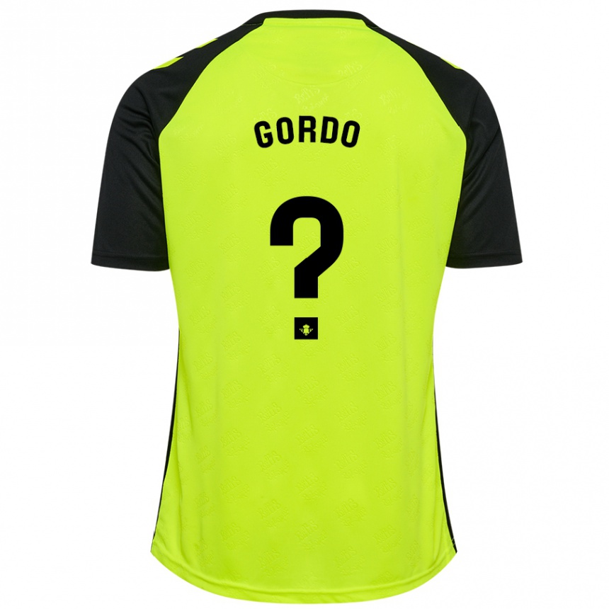 Kids Football Josan Gordo #0 Fluorescent Yellow Black Away Jersey 2024/25 T-Shirt Uk