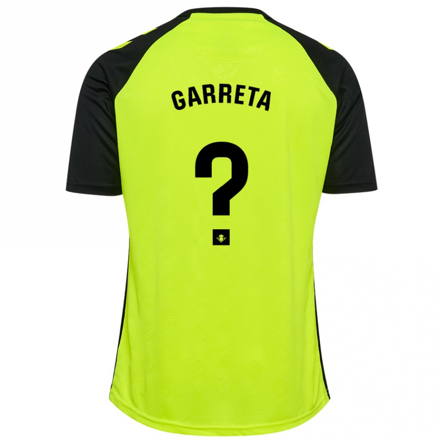 Kids Football Félix Garreta #0 Fluorescent Yellow Black Away Jersey 2024/25 T-Shirt Uk