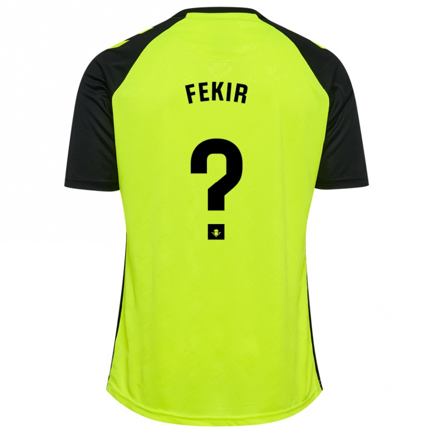 Kids Football Yassin Fekir #0 Fluorescent Yellow Black Away Jersey 2024/25 T-Shirt Uk