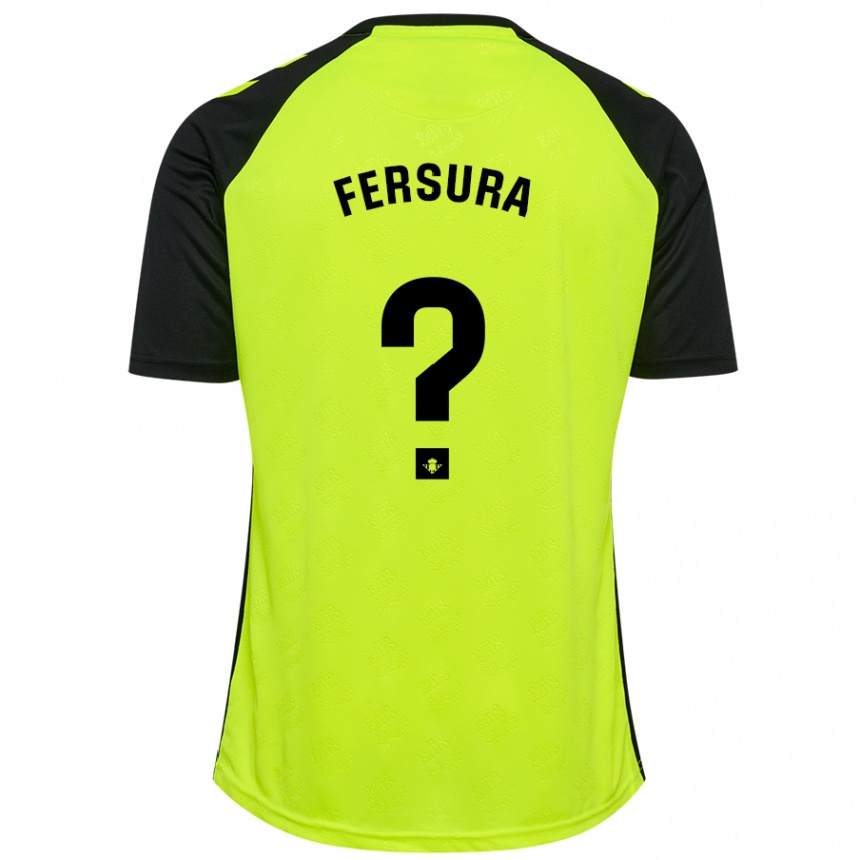 Kids Football João Fersura #0 Fluorescent Yellow Black Away Jersey 2024/25 T-Shirt Uk