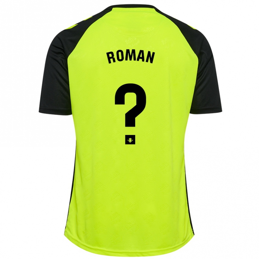 Kids Football Samu Román #0 Fluorescent Yellow Black Away Jersey 2024/25 T-Shirt Uk