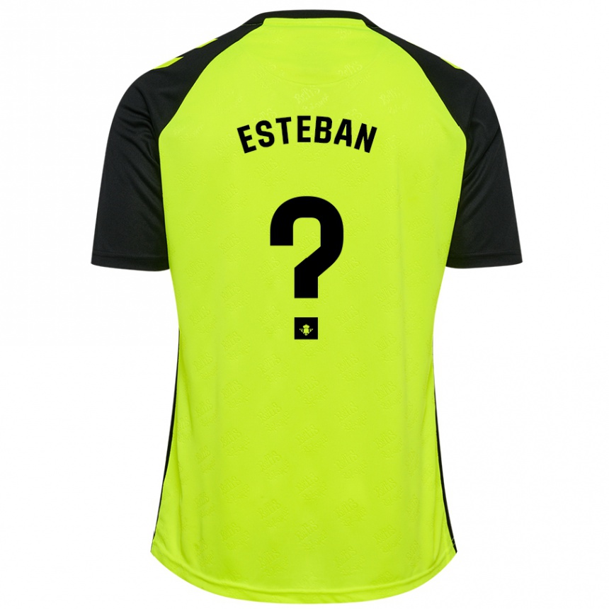 Kids Football Paco Esteban #0 Fluorescent Yellow Black Away Jersey 2024/25 T-Shirt Uk