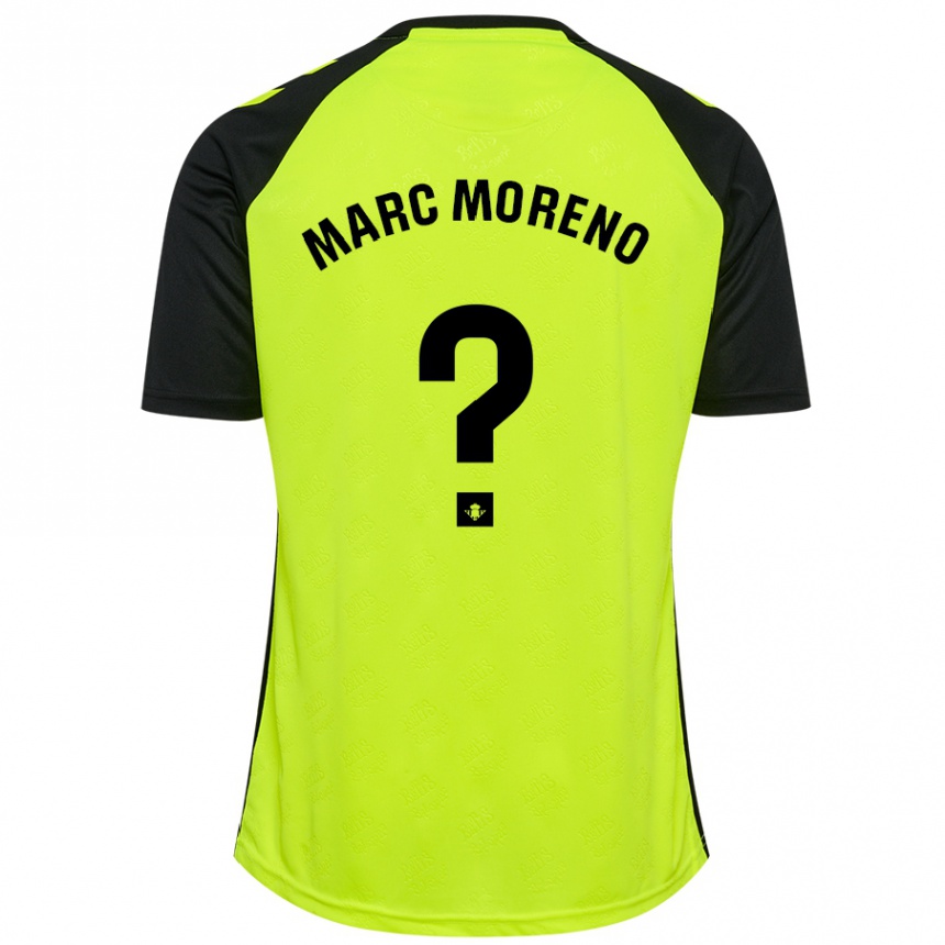 Kids Football Marc Moreno #0 Fluorescent Yellow Black Away Jersey 2024/25 T-Shirt Uk