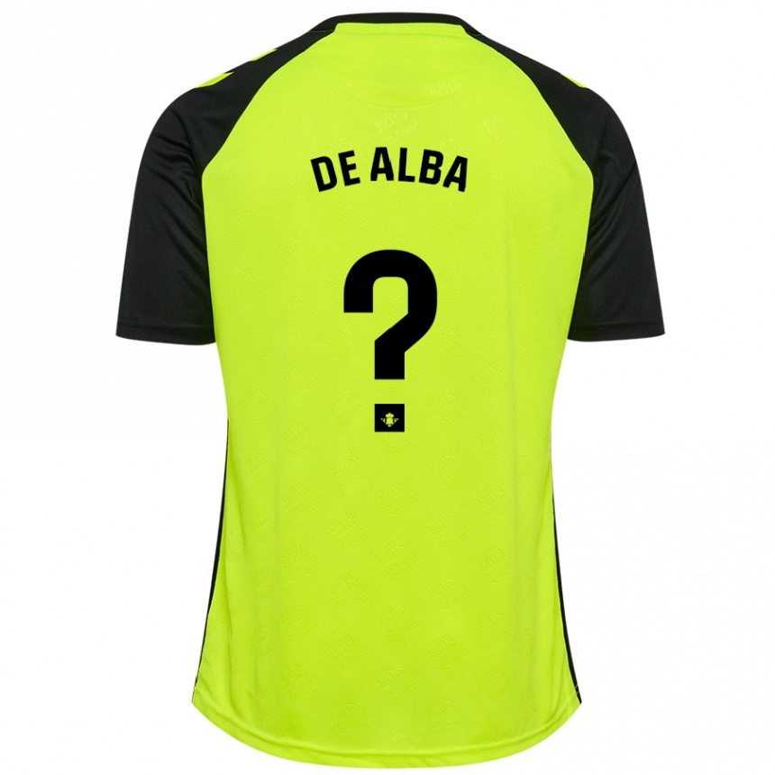 Kids Football Luismi De Alba #0 Fluorescent Yellow Black Away Jersey 2024/25 T-Shirt Uk