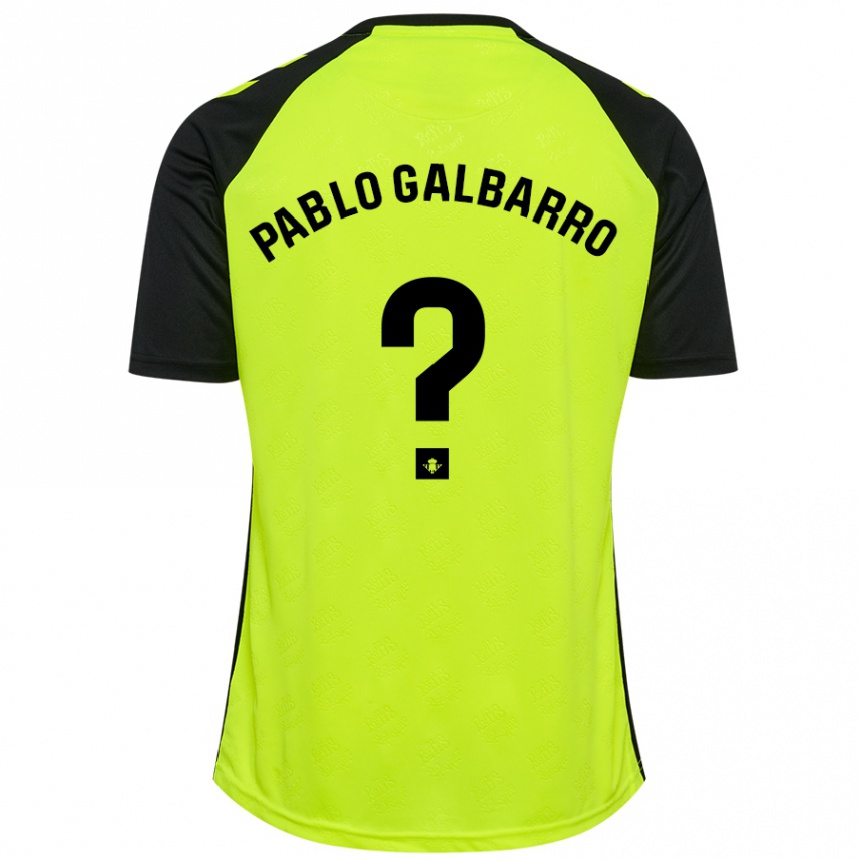 Kids Football Juan Pablo Galbarro #0 Fluorescent Yellow Black Away Jersey 2024/25 T-Shirt Uk