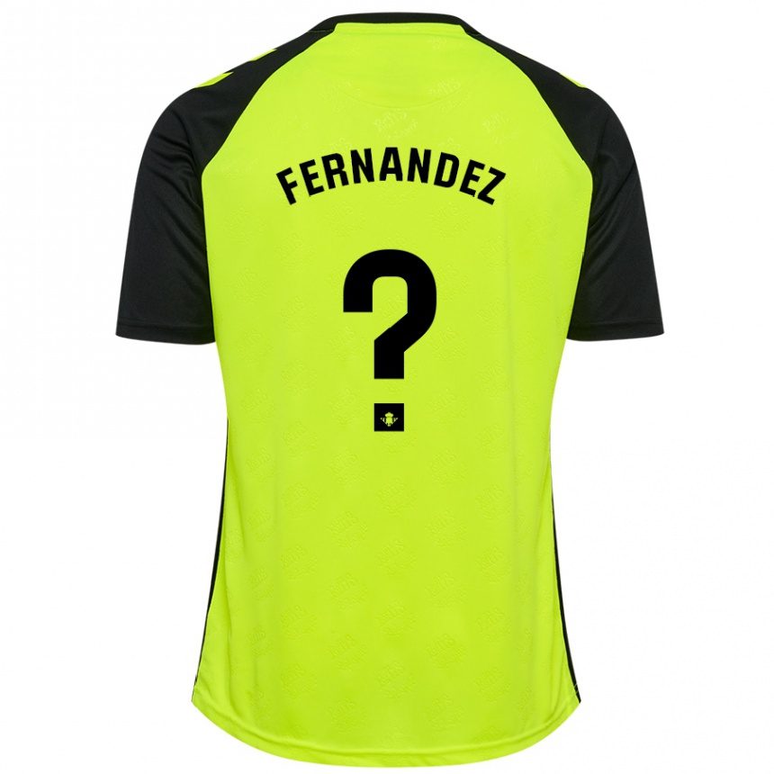 Kids Football Nicolás Fernández #0 Fluorescent Yellow Black Away Jersey 2024/25 T-Shirt Uk