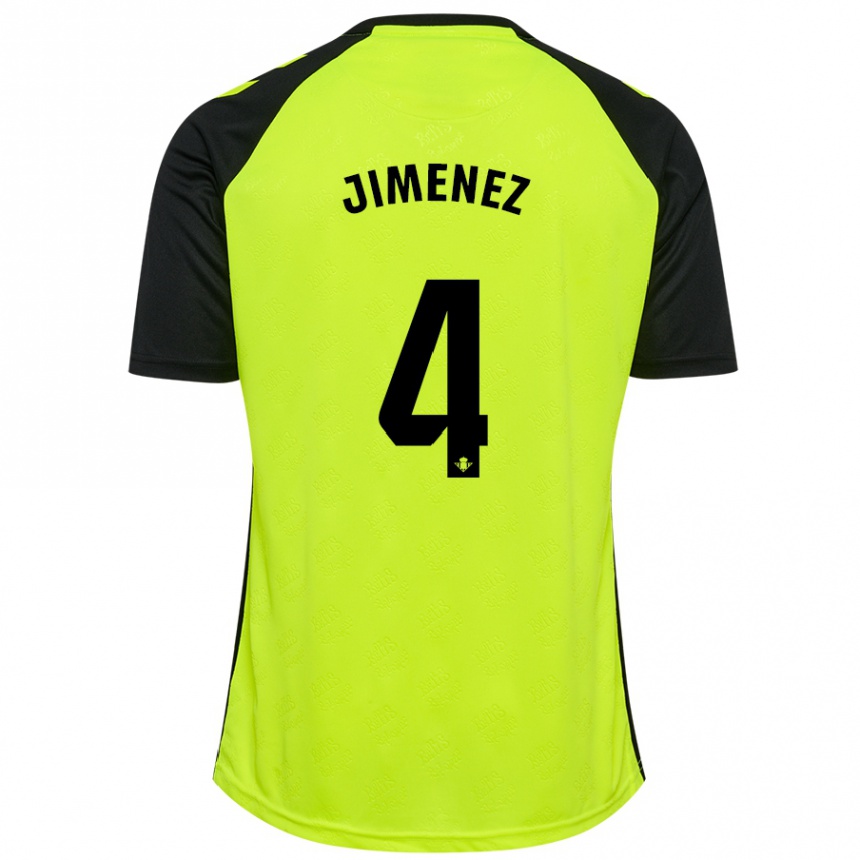 Kids Football María Jiménez Gutiérrez #4 Fluorescent Yellow Black Away Jersey 2024/25 T-Shirt Uk