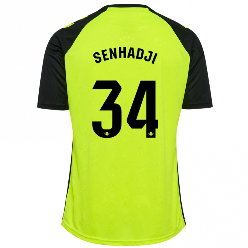 Kids Football Yanis Senhadji #34 Fluorescent Yellow Black Away Jersey 2024/25 T-Shirt Uk