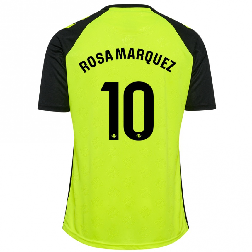 Kids Football Rosa Márquez Baena #10 Fluorescent Yellow Black Away Jersey 2024/25 T-Shirt Uk