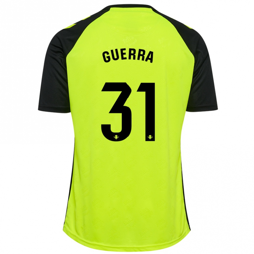 Kids Football Ana Guerra Morcillo #31 Fluorescent Yellow Black Away Jersey 2024/25 T-Shirt Uk