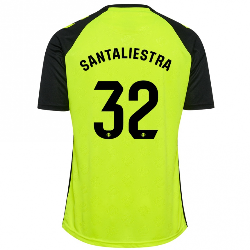 Kids Football Carla Santaliestra #32 Fluorescent Yellow Black Away Jersey 2024/25 T-Shirt Uk